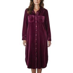 Umgee Raspberry Velvet Ribbed Maxi Dress NWT - L